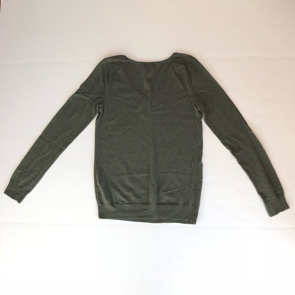 Gap Khaki Green Long Sleeve V Neck Knit Sweater - Picture 5 of 5